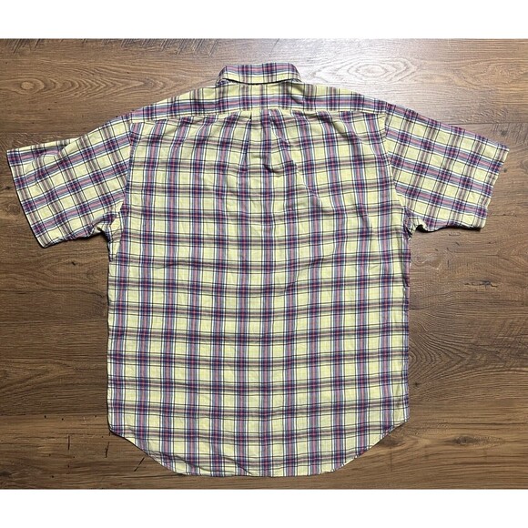 Vintage Ralph Lauren Button Down Shirt Mens Yellow Plaid Blake Short Sleeve 80s - Picture 9 of 10